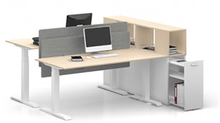 Max Height Adjustable Desk with Side Cabinet